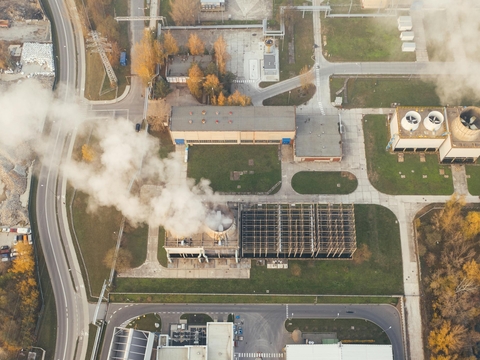 Power plant among the green