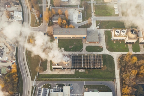 Power plant among the green