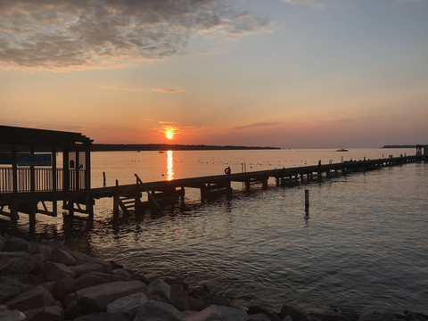 CBL research pier at sunrise